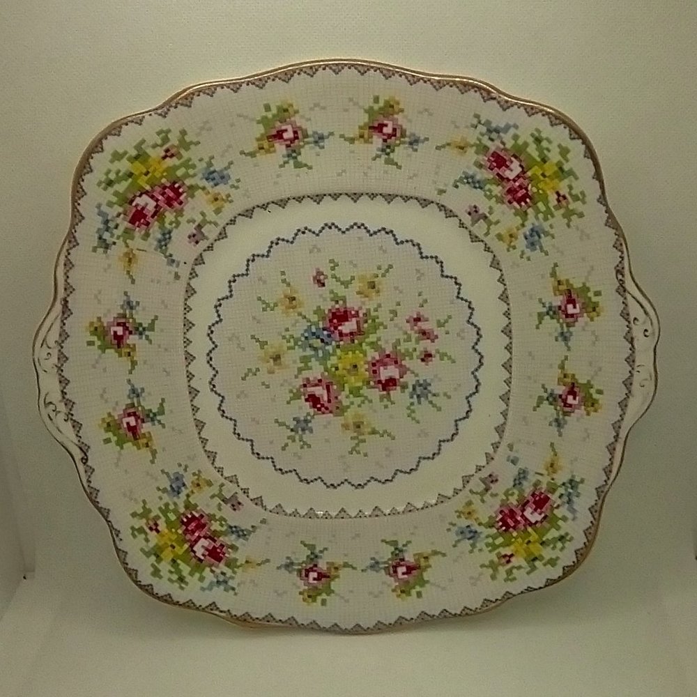 Royal Albert Petit Point Bone China Sandwich Serving Platter with Handles